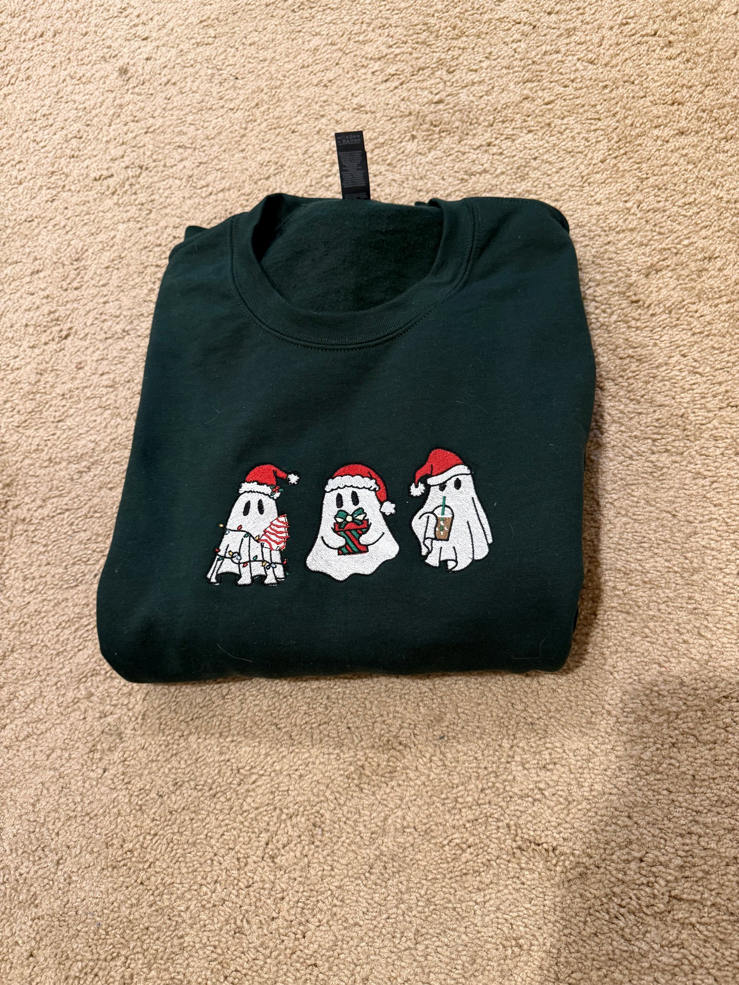 Christmas Ghosts Embroidered Crew