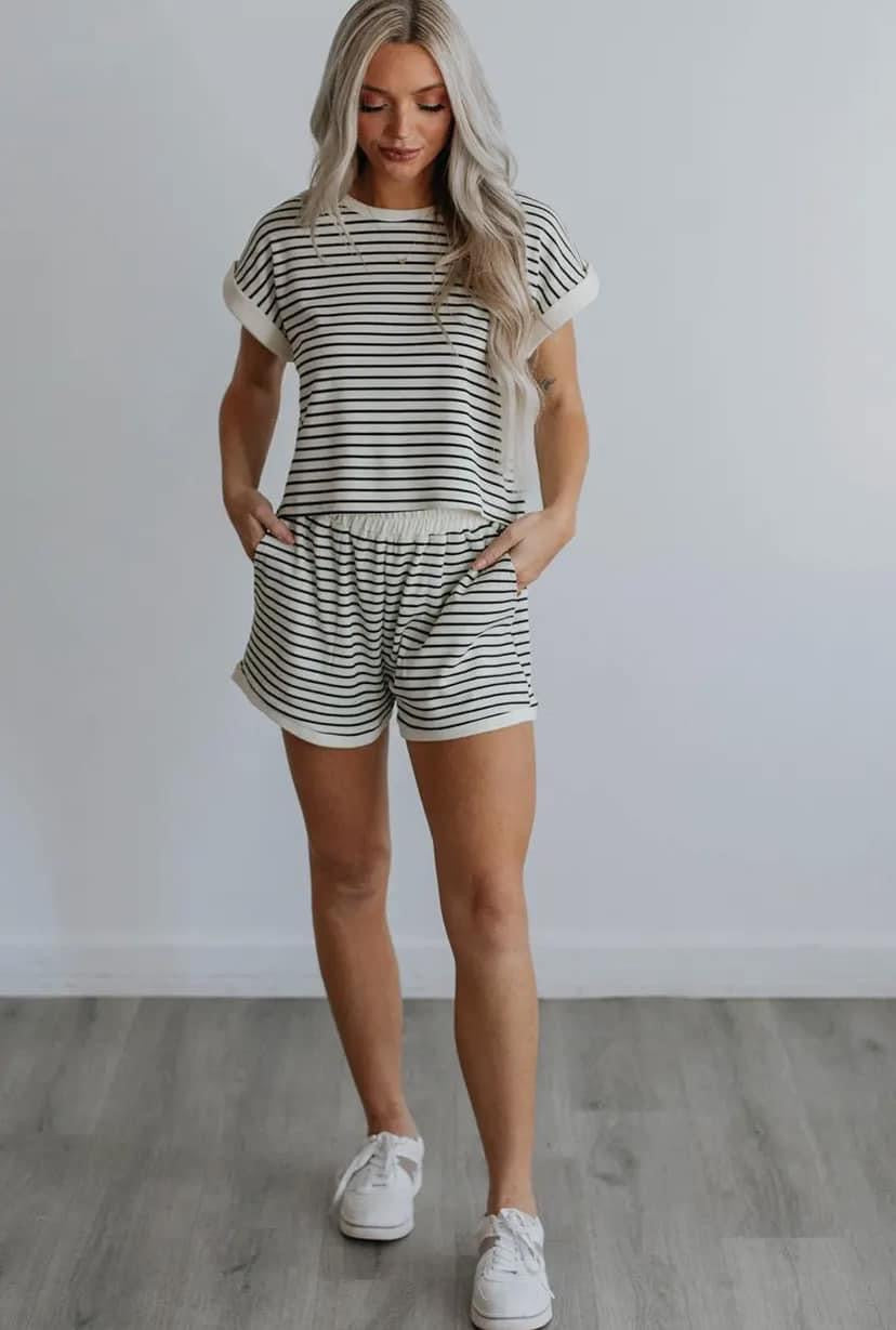 Lola Striped Tee & Shorts Set RTS