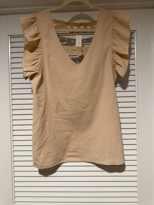 Tan Open-Back Blouse