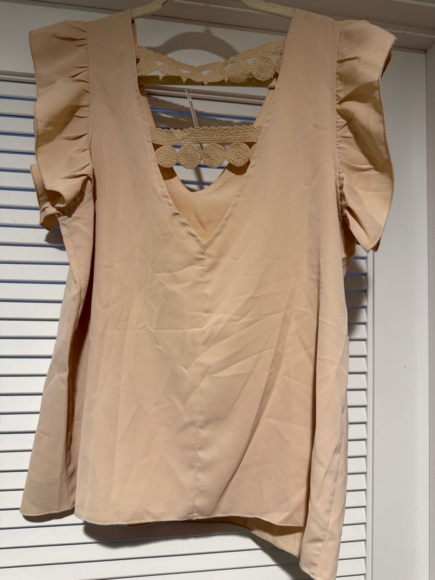 Tan Open-Back Blouse