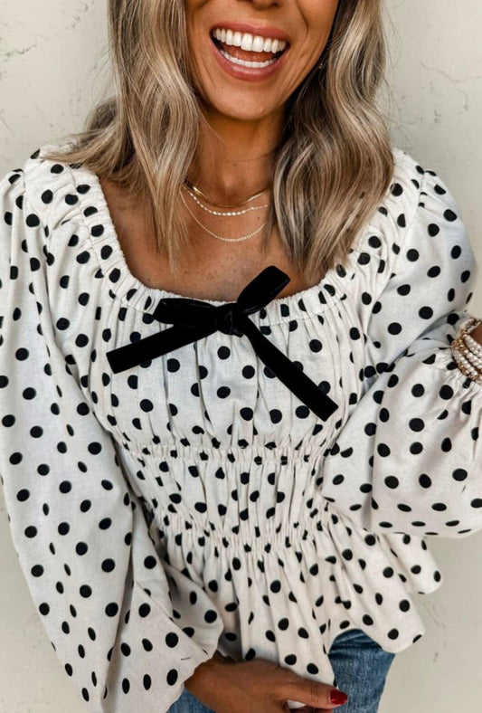Polka Dot Smocked Blouse RGK RTS