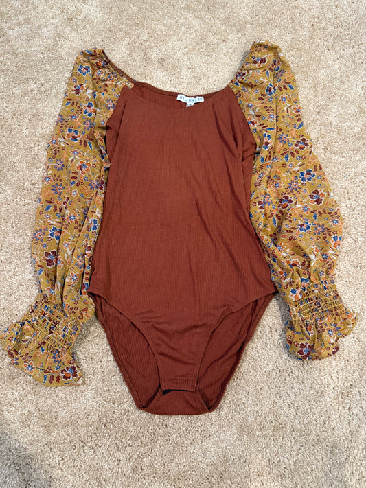 Blakeley Brown Floral Sleeve Bodysuit