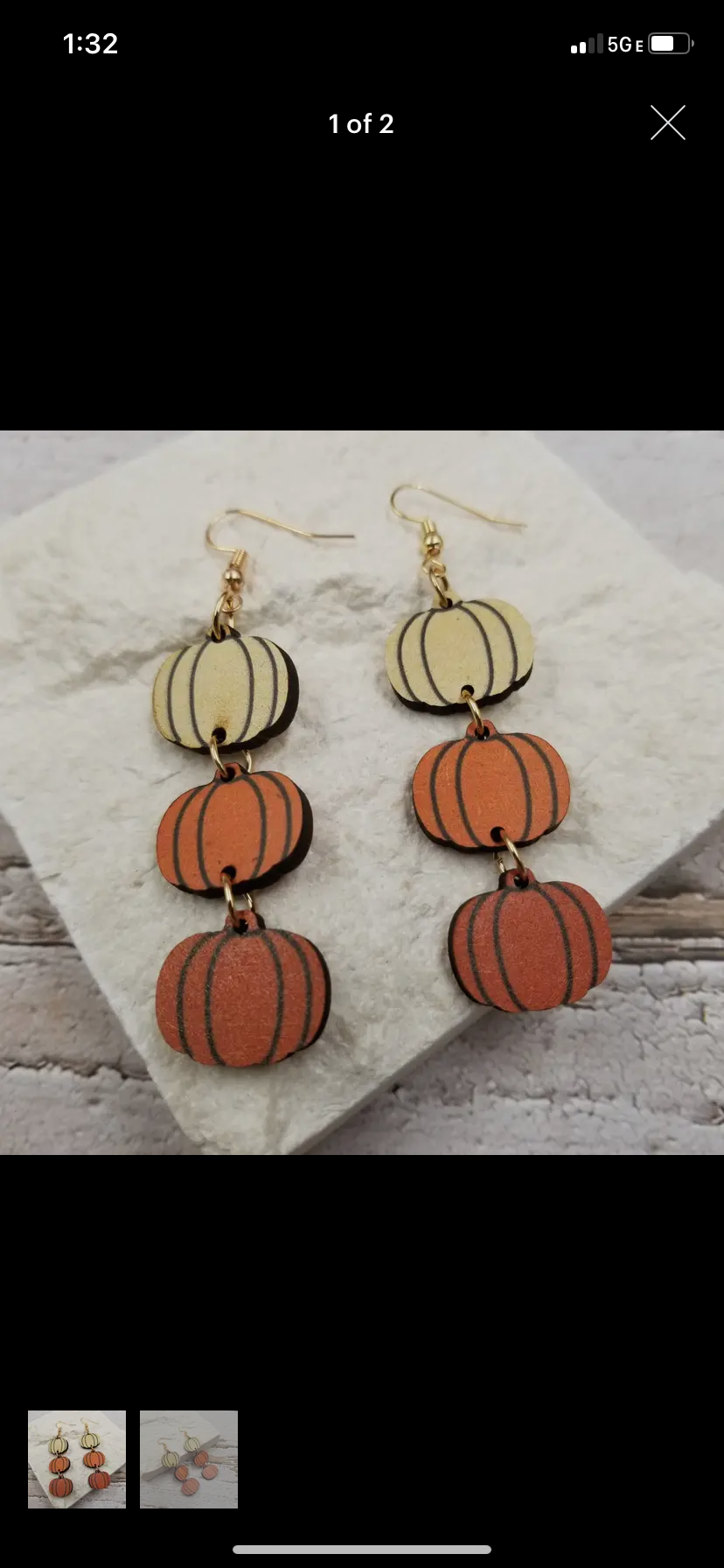 Wooden Pumpkin Drop Earrings RGK RTS