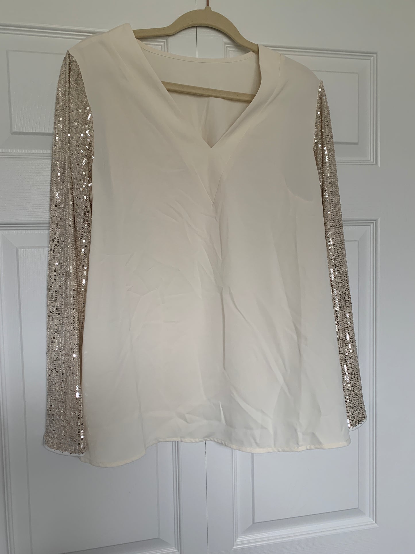 Ivory Blouse with Sequin Sleeves RGK RTS