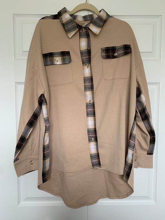 Plaid Waffle Knit Shacket RGK RTS