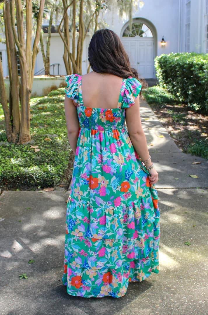 Green Floral Ruffle Maxi RGK RTS