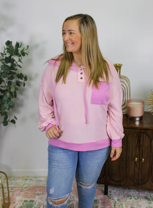 Pink Corded Hoodie RTS