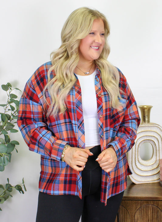 Red Plus Size Flannel RTS