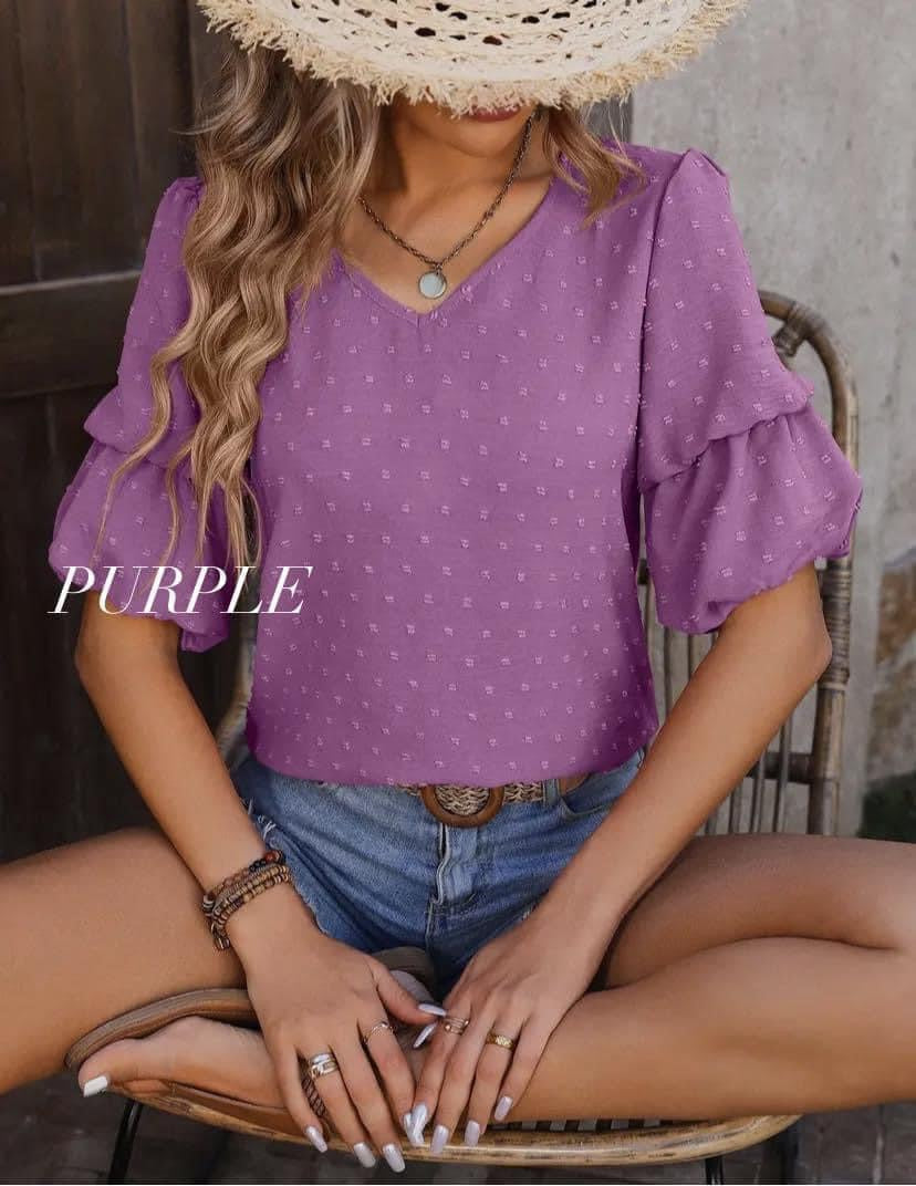 V-Neck Puff Sleeve Tops RTS