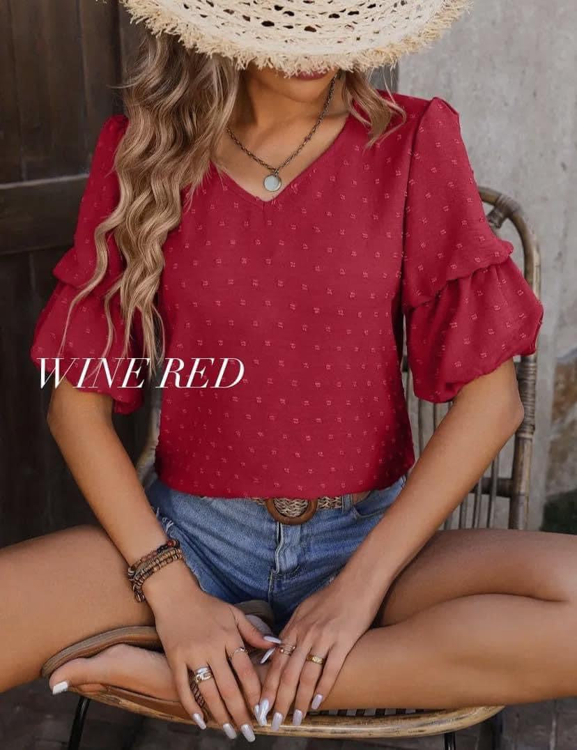 V-Neck Puff Sleeve Tops RTS