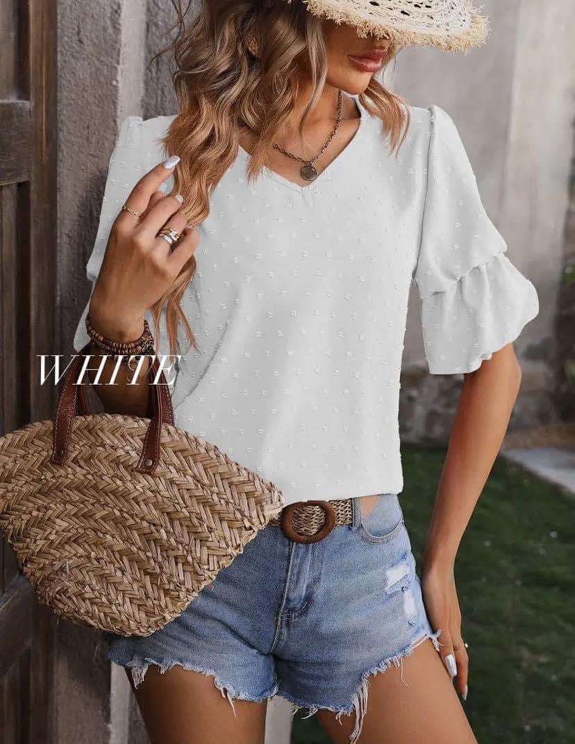 V-Neck Puff Sleeve Tops RTS