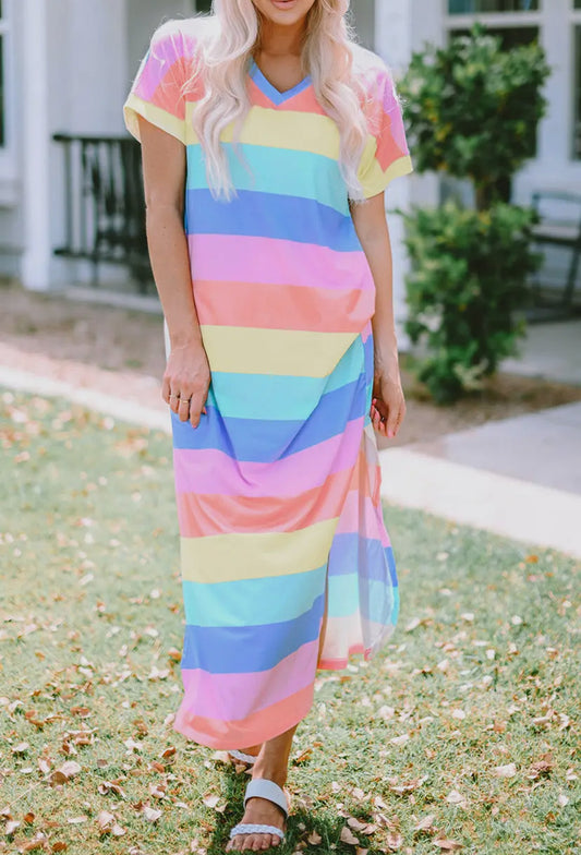 Striped Short Sleeve Midi Dress RTS