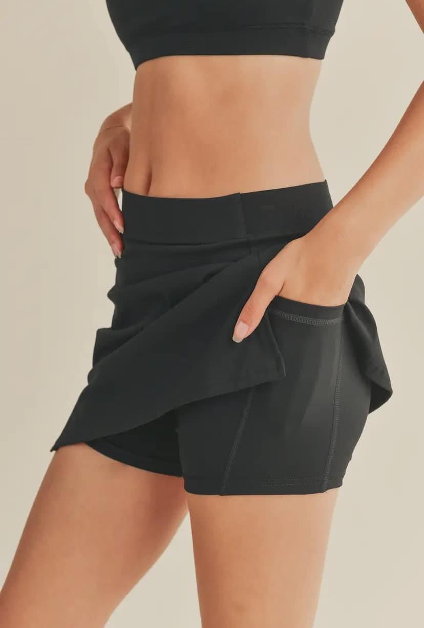 Black High-Waist Tennis Skort RTS