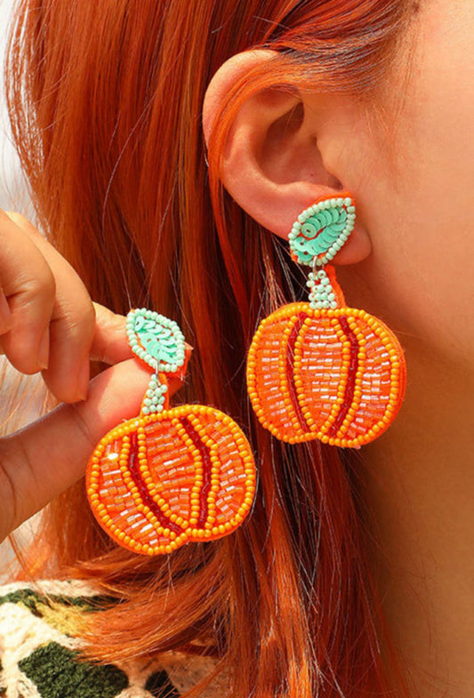 Pumpkin Beaded Earrings RTS