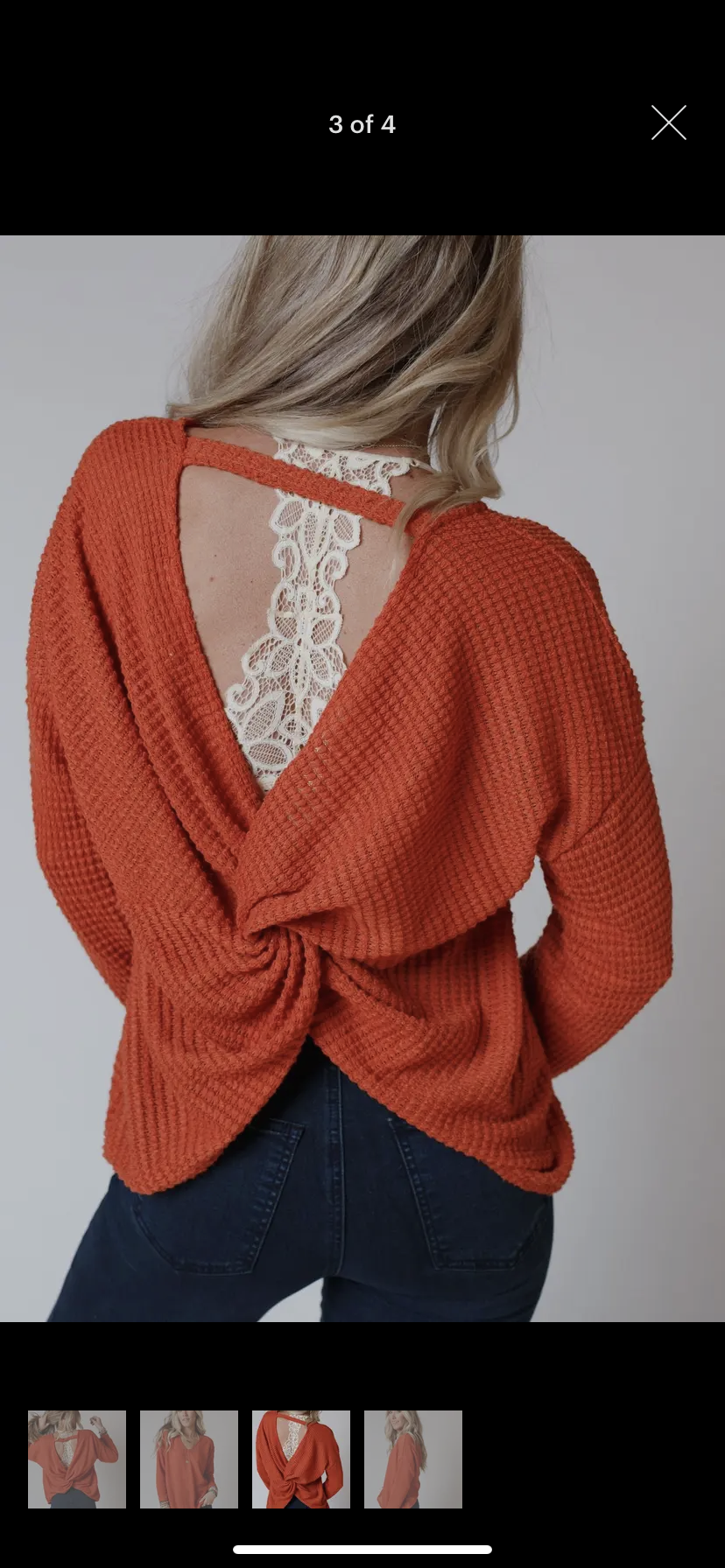 Rust Open Back Crisscross Sweater RGK RTS