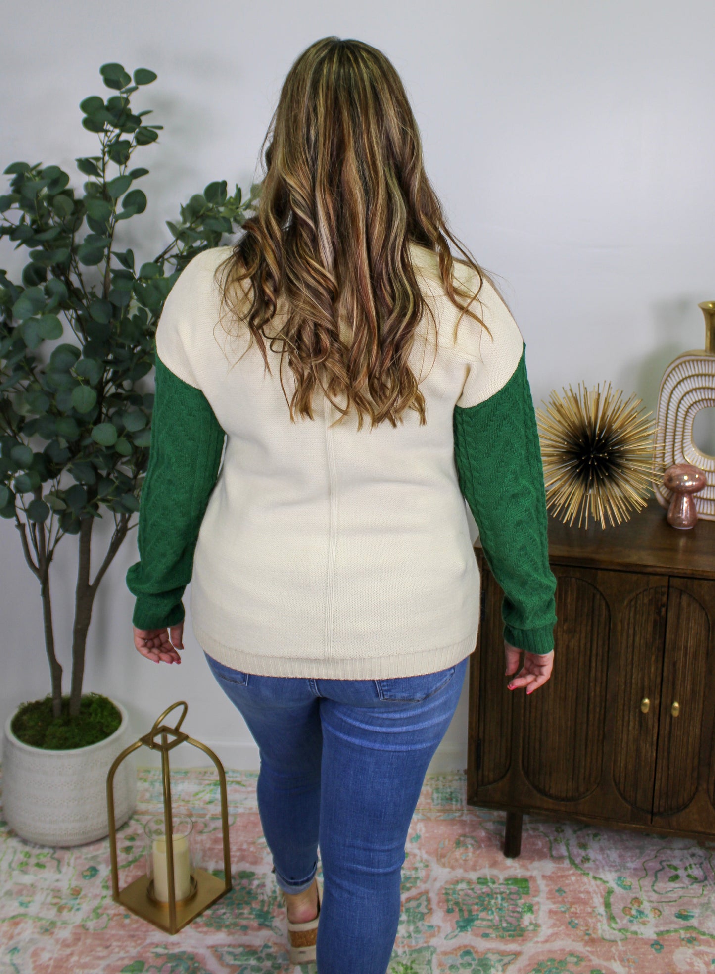 Green and Brown Colorblock Sweater RTS