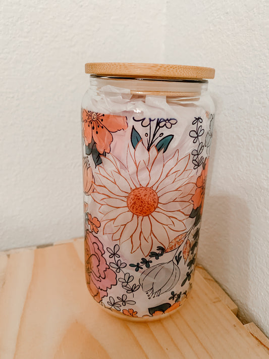 Boho Flowers 16oz Glass RGK RTS