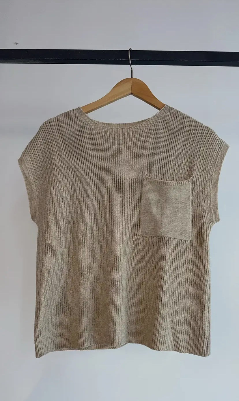 Chest Pocket Short Sleeve Knit Top RGK RTS