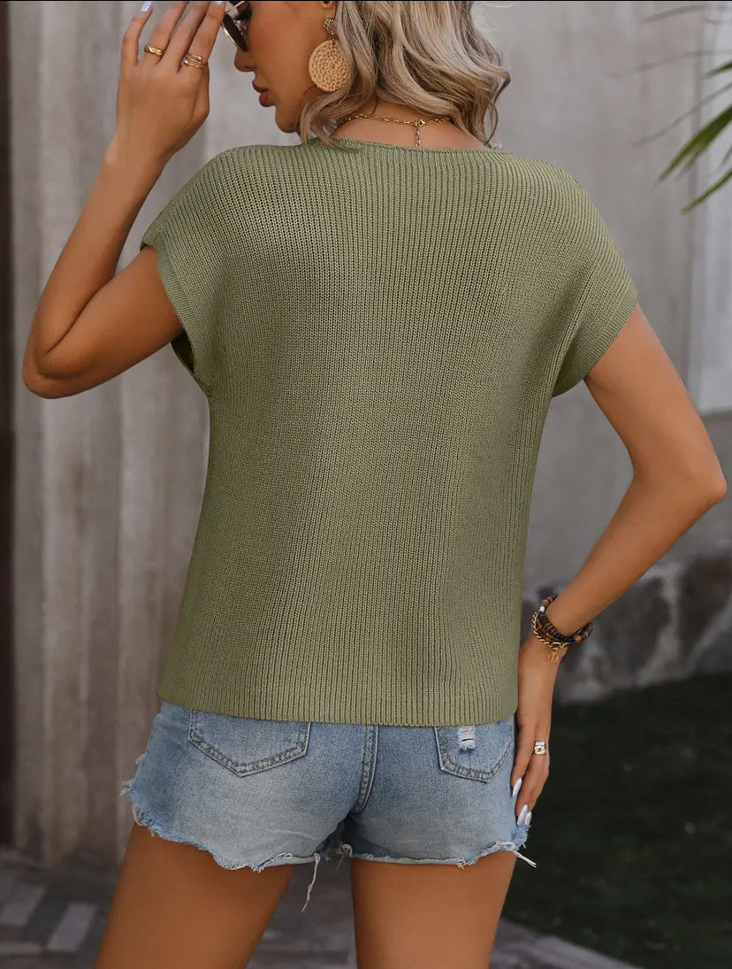 Chest Pocket Short Sleeve Knit Top RGK RTS